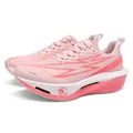 Pink professional cushioned running shoes with breathable mesh and thick white sole - EU 35 / Pink