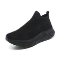 Black breathable knit sock sneakers with elastic ankle collar and durable thick sole - 36 / All Black