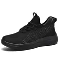 Black breathable flyknit sneakers for men with cushioned soles and textured mesh uppers - 39 / Black Silver