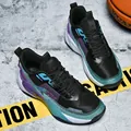 Mid-top black basketball shoes with purple and teal accents on industrial background - EU 36 / Black Cyan Green