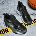 Men's breathable basketball sneakers in black and grey with thick cushioned white soles - EU 36 / Black Dark Grey