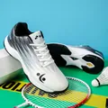 Men's professional badminton shoe with black and white gradient design and anti-slip sole - EU 39 / White