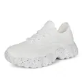 Breathable white flyknit mesh sneakers with black speckled chunky sole for active lifestyle - 36 / White