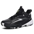 Mid-top black professional basketball shoes with white lightning patterns for teens - EU 39 / Black Dark Grey