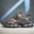 Dark grey chunky dad sneakers with breathable mesh and thick anti-slip sole - EU 39 / Gray