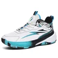 Youth professional basketball shoes in white and blue mid-top cushioned design - EU 39 / White Blue Cyan