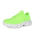 Fluorescent green breathable mesh sneakers for seniors with white speckled thick soles - Fluorescent Green