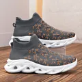 Grey knit slip-on sneaker with orange star detail and white hollowed-out shock sole - EU 36 / Gray
