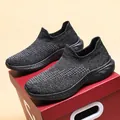 Baskets en maille gris noir respirantes sans lacets avec semelles amortissantes pour marche - 36 / Noir