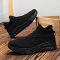 Baskets chaussettes noires en maille avec tige texturée et semelle épaisse légère - EU 36 / Noir