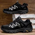 Winter outdoor hiking shoes in black leather and mesh with warm fleece lining and rubber sole - EU 36 / Black