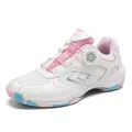 White badminton shoes with pink blue accents and swivel buckle system for sports - 36 / White Pink