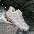 Winter khaki outdoor hiking boots with warm fleece lining and non-slip rubber soles - EU 36 / Gray