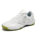 White professional badminton shoes with convenient rotary buckle and gum rubber sole - 36 / Grayish White