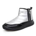 Silver quilted winter snow boots for men and women with anti-slip rubber thick soles - EU 35 / Silver