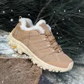 Khaki outdoor winter hiking shoes with warm faux fur lining and non-slip sole - EU 36 / Khaki