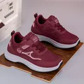 Burgundy walking shoe with breathable mesh, velcro strap, and cushioned sole for seniors - EU 35 / Wine Red