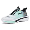 Herren Mesh Sneaker atmungsaktiv in Weiß und Minzgrün Farbverlauf mit dicker Dämpfungssohle - EU 39 / Weiß-Grün