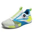 Witte en blauwe tafeltennisschoenen met ademend mesh en snelle draaisluiting systeem - EU 36 / Wit, blauw, geel
