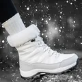 White waterproof women snow boots with faux fur collar and anti-slip rubber soles - EU 36 / Grayish White