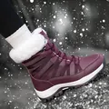 Women's mid-calf winter snow boots in burgundy with white faux fur and non-slip soles - EU 36 / Burgundy