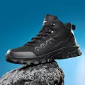 Outdoor high-top hiking boots in black with leather mesh upper and non-slip rubber sole - EU 36 / Black