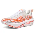 White and orange breathable running shoes with thick cushioning and flame pattern - EU 34 / White Red