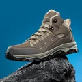 Brown high-top outdoor hiking boots with anti-slip rubber soles for men and women - Brown