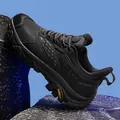 Black lightweight outdoor hiking shoes with breathable mesh and rugged anti-slip soles - 36 / Black