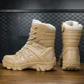 Khaki tactical boots with side zipper and AS33 print on durable rubber sole - EU 39 / Khaki