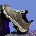 Men's outdoor hiking shoes in dark brown breathable mesh with white cushioned midsole - 36 / Army Green