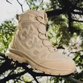 Khaki outdoor tactical boots featuring durable suede and 3D geometric pattern side panels - 39 / High-Top Tactical Boots (2718) / Sand