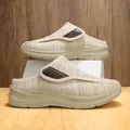 Beige breathable walking shoes for seniors with adjustable velcro strap and mesh upper - 35 / Beige