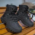 Men's black high-top tactical boots with mesh panels and rugged non-slip rubber soles - EU 39 / Black