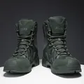 Olive green tactical boots with high-top suede and nylon splicing for hiking - 39 / Army Green