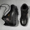 Detail of black tactical boots showing durable CORDURA fabric and anti-slip rubber outsole - EU 39 / Black