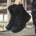 Rugged black high-top tactical outdoor combat boots with non-slip rubber soles - EU 39 / Black