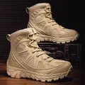 Men's outdoor tactical hiking boots in khaki finish with high-top breathable mesh - EU 39 / Sand