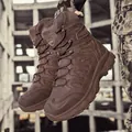 Outdoor brown tactical boots with durable leather mesh and rapid lacing system - EU 39 / Brown