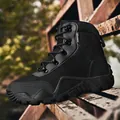 Rugged mid-top black tactical outdoor boots with non-slip rubber soles for men - EU 39 / Black