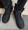 Men's high-top black outdoor boots with gum rubber soles and lace-up design - 39 / Black