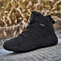 All-black high-top outdoor tactical boots with breathable mesh and deep-lugged soles - EU 39 / Black