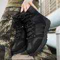 All-black high-top tactical outdoor boot featuring rugged suede and nylon fabric - 39 / Black