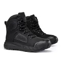 All black high-top tactical hiking boots with breathable mesh and rubber sole - 39 / Black