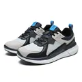 Grey suede and navy leather men's casual sneakers with a thick white sport sole - 39 / Black and Gray