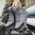 Tactical outdoor hiking boots in grey and black with breathable mesh and anti-slip sole - 39 / Gray