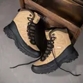 Men's high-top tactical boots in sand and black colors with non-slip rubber soles - EU 39 / Khaki