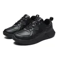 Classic all-black men's casual sneakers with breathable perforated faux leather uppers - 39 / Black