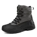 Men's high-top tactical combat boots in grey and black with non-slip rubber soles - 39 / Black and Gray