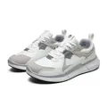Classic white and grey multi-material lace-up casual sneakers for men with suede details - 39 / Grayish White